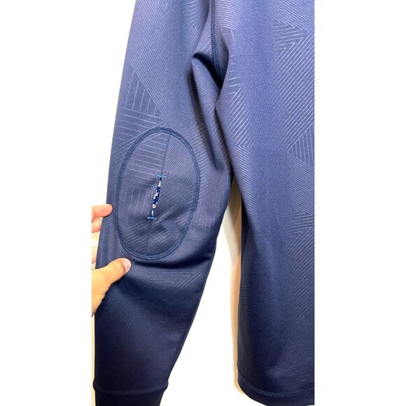 Robert Graham Navy Quarter-Zip Pullover Geometric Pattern Zipper Pocket Large - Picture 6 of 12